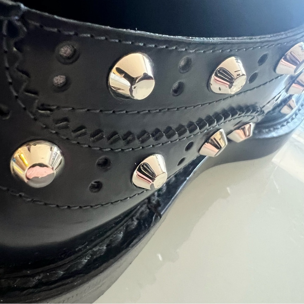 BALENCIAGA Studded Wingtip Platform Loafers Blue Leather Shoes - Picture 11 of 15